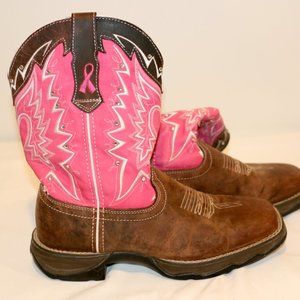 Durango Women's Leather Breast Cancer Awareness Western‎ Boots RD3557 - Size 7M